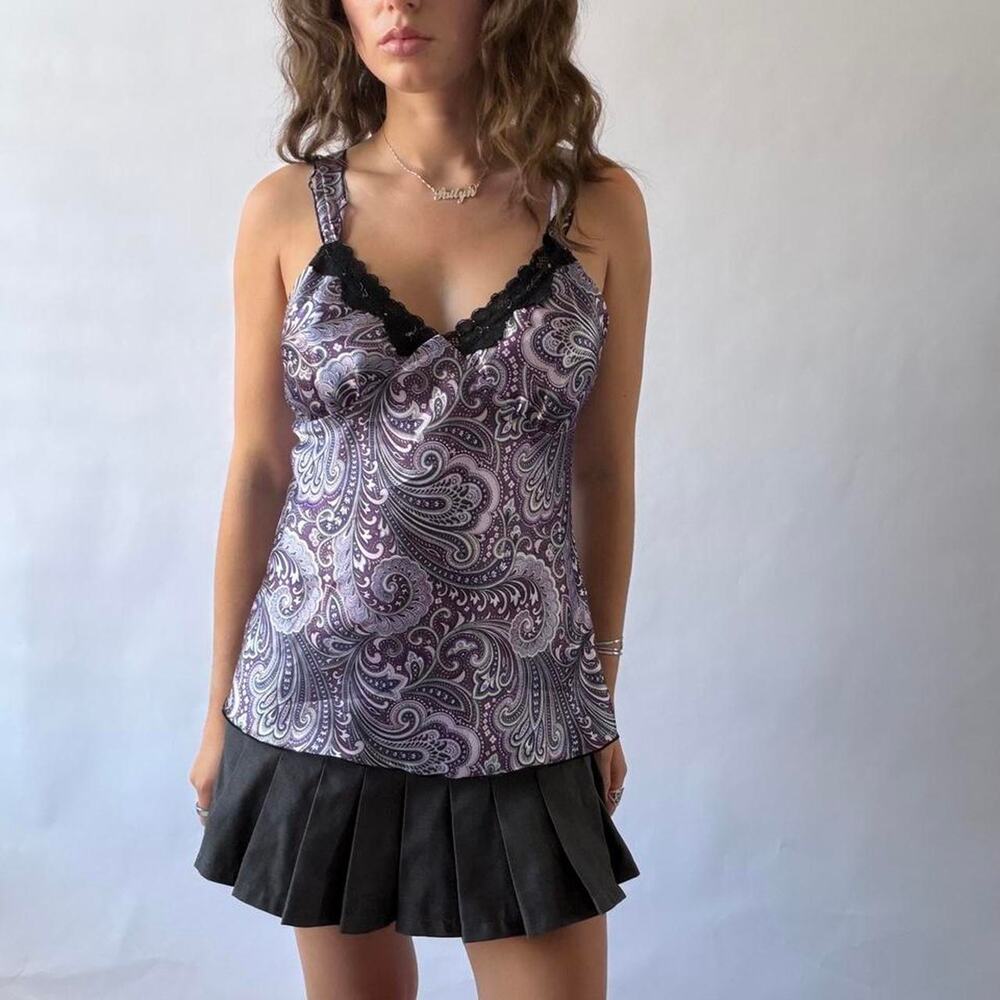 Ally b black purple lace cami